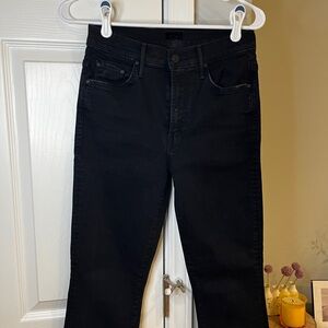 MOTHER Insider Crop Step Fray Black Denim Jeans